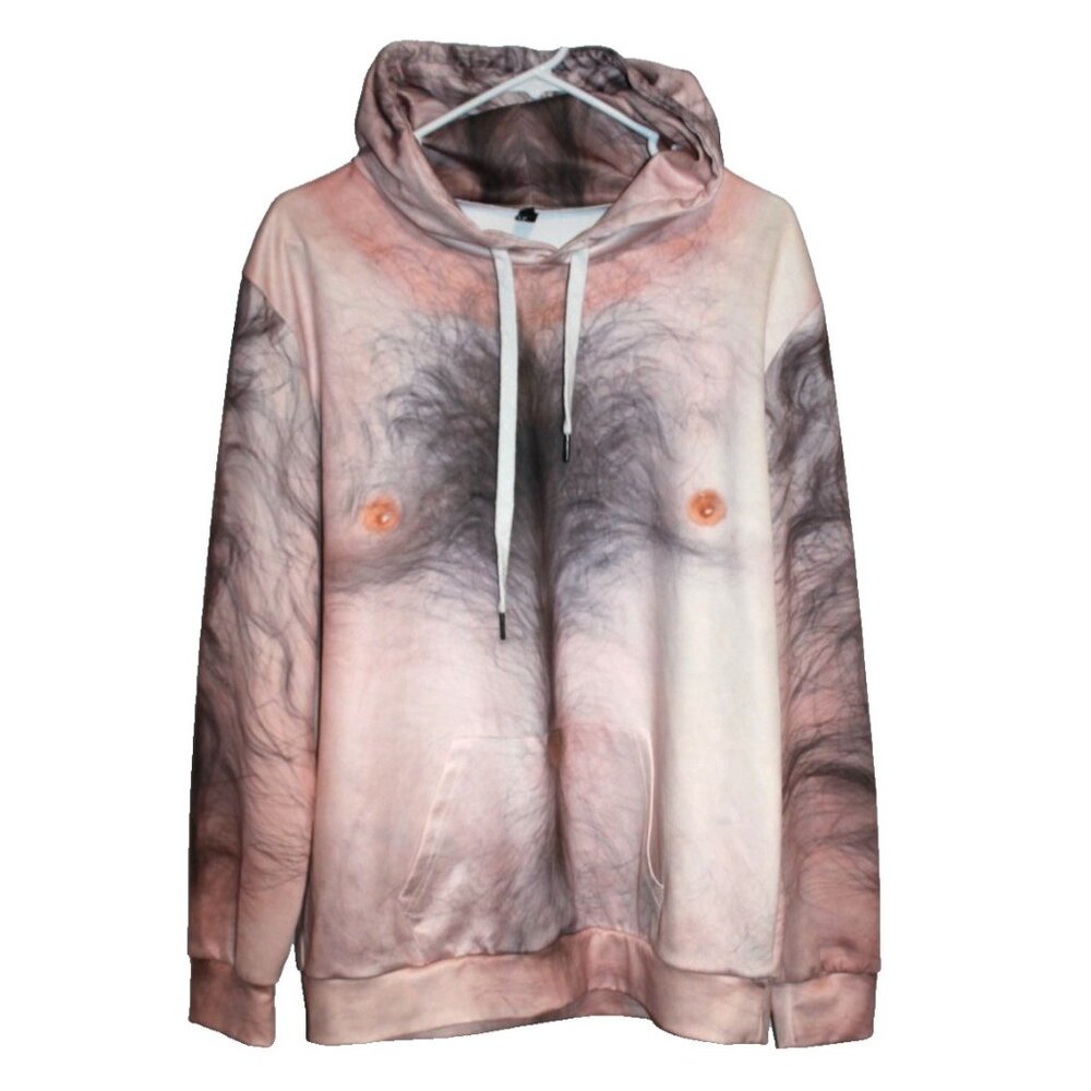 Classic Fashion Hairy Man Hoodie Sweatshirt Men's Size Large L